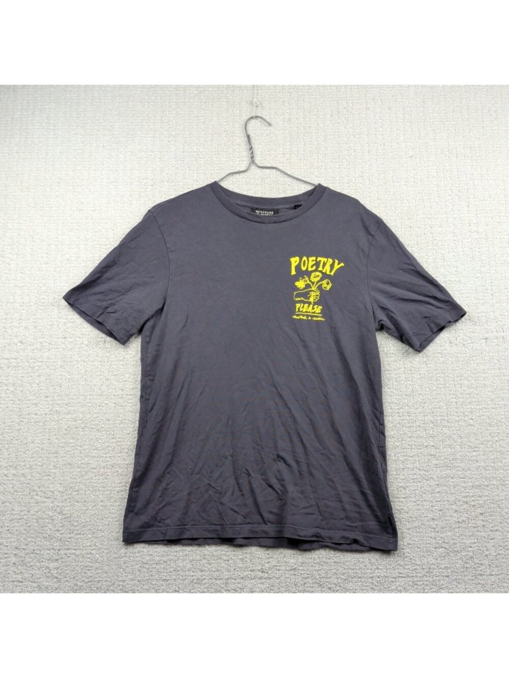 Scotch & Soda T-shirt Men Sz S Short Sleeve Poetry Artsy Grahic Tee Boho Read